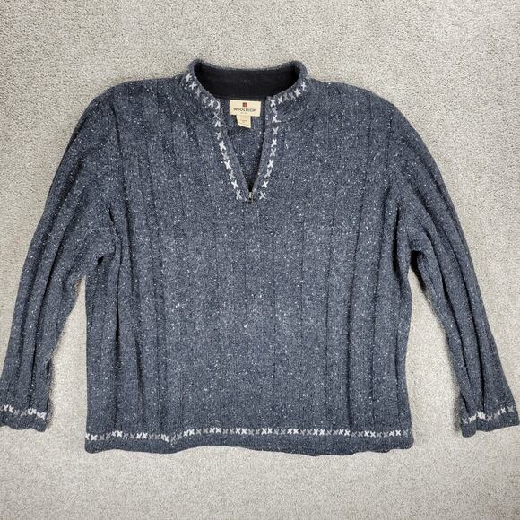 Woolrich Ribbed Onyx Heather Sweater Womens 2XL Gray Wool Blend 1/4 Zip Pullover - Picture 4 of 16